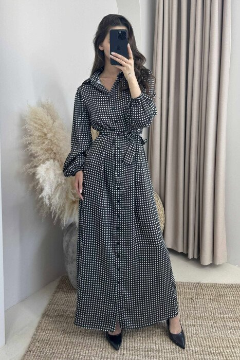 FUSTAN I GJATË ME DIZAJNIN E PIKAVE PËR FEMRA NË NGJYRËN E ZEZË - KLAUDIO FASHION