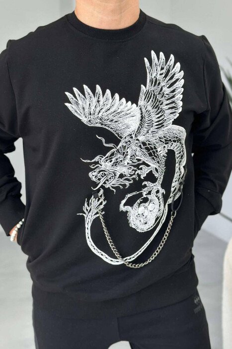 BLUZË PËR MESHKUJ ME IMAZH DRAGOI NË NGJYRËN E ZEZË - KLAUDIO FASHION