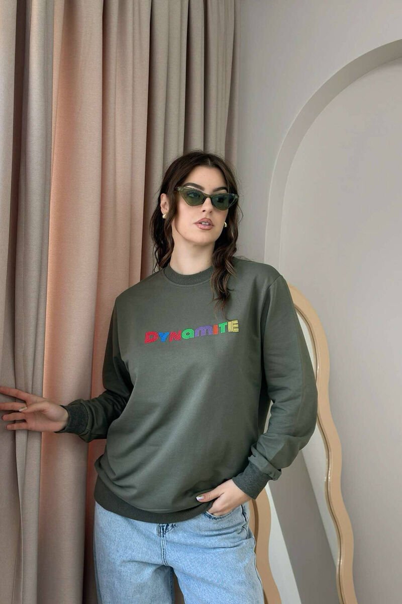 DYNAMITE COTTON SIMPLE WOMEN SWEATSHIRT GREEN/JESHILE - 4