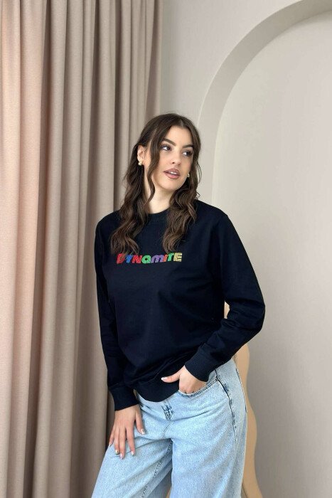 DYNAMITE ONE COLOR WOMAN SWEATSHIRT BLACK-BLACK/ZZ - KLAUDIO FASHION
