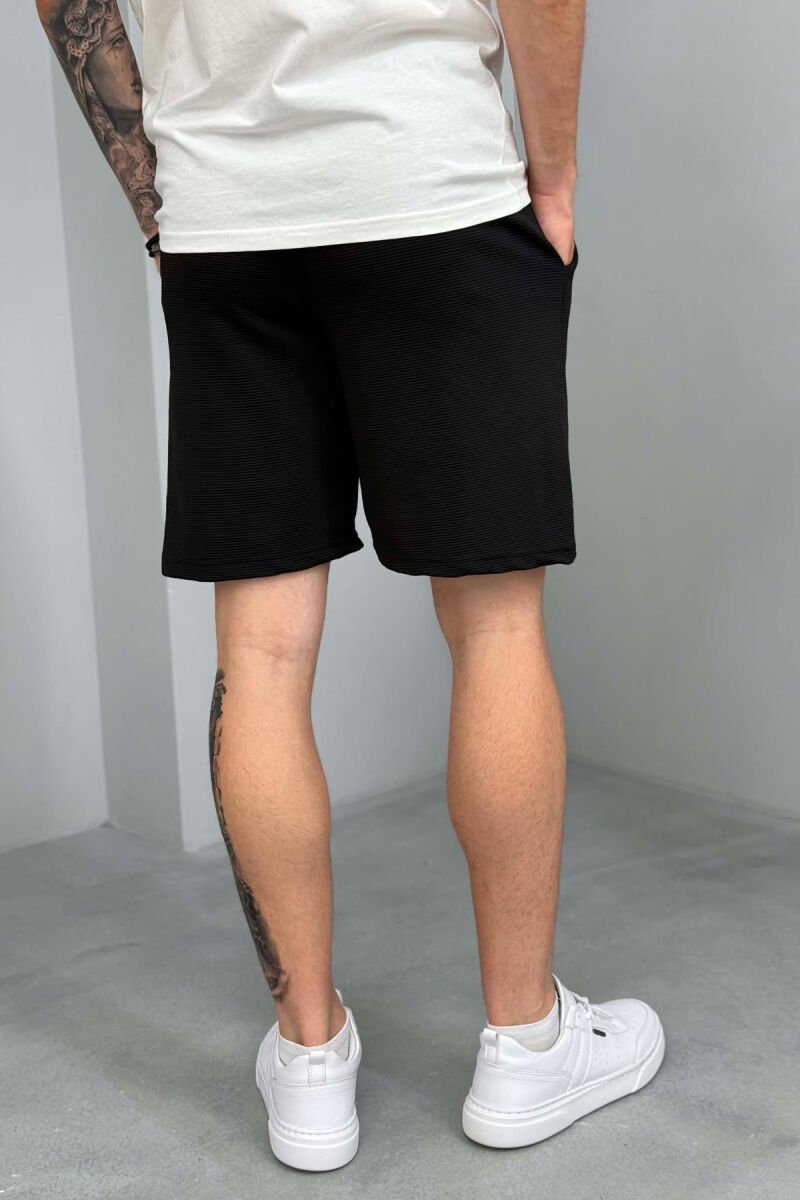 ELASTIC AND LACING WAIST BROOKLYN MEN SHORT SWEATPANTS BLACK/ E ZEZE - 3