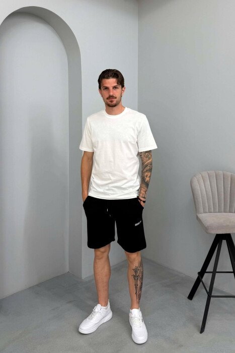 ELASTIC AND LACING WAIST BROOKLYN MEN SHORT SWEATPANTS BLACK/ E ZEZE - KLAUDIO FASHION