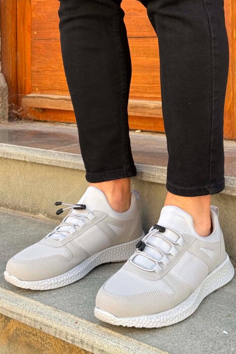 ELASTIC LACES EVRYDAY MEN SNEAKERS LIGHT GREY/GZ - KLAUDIO FASHION