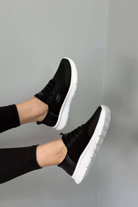 ELASTIC LACES PALTFORM WOMEN SNEAKERS BLACK-WHITE/ZEBA - 3