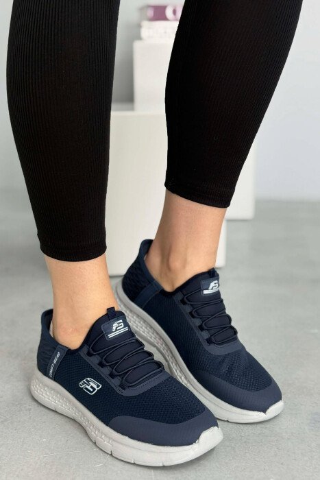 ELASTIC LACES PALTFORM WOMEN SNEAKERS BLUE/BLU - KLAUDIO FASHION