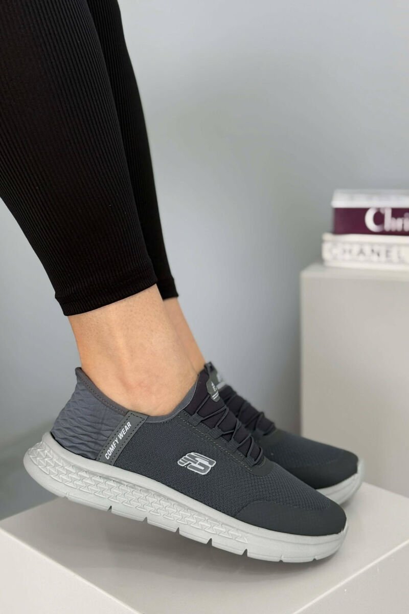 ELASTIC LACES PALTFORM WOMEN SNEAKERS DARK GREY/GEE - 4