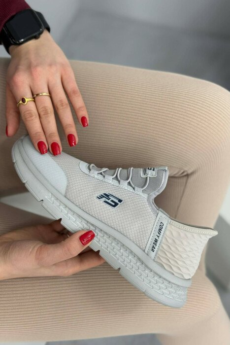 ELASTIC LACES PALTFORM WOMEN SNEAKERS LIGHT GREY/GZ - 3