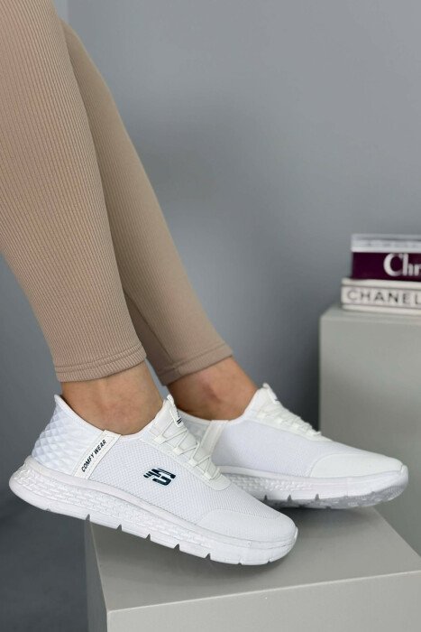 ELASTIC LACES PALTFORM WOMEN SNEAKERS WHITE-E BARDHE - 3