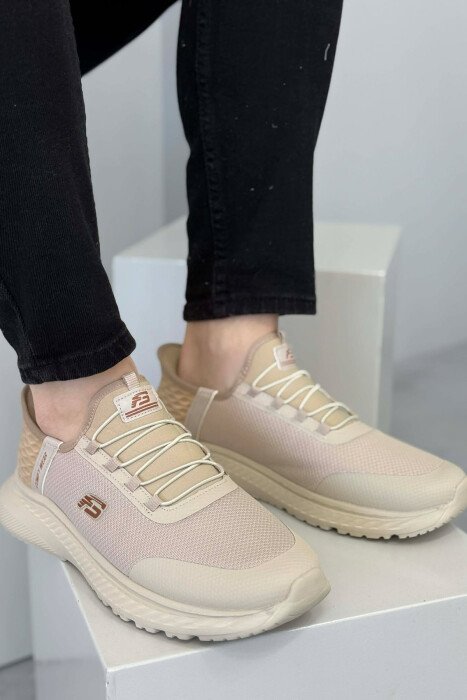 ELASTIC LACES PLATFORM MEN SNEAKERS BEIGE/BEZHE - 1