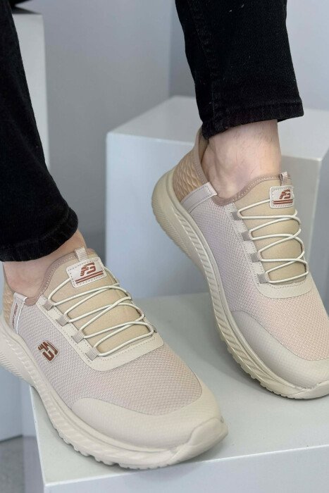 ELASTIC LACES PLATFORM MEN SNEAKERS BEIGE/BEZHE - 3