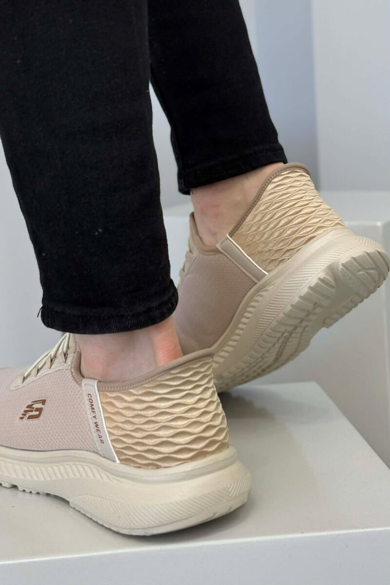 ELASTIC LACES PLATFORM MEN SNEAKERS BEIGE/BEZHE - 4