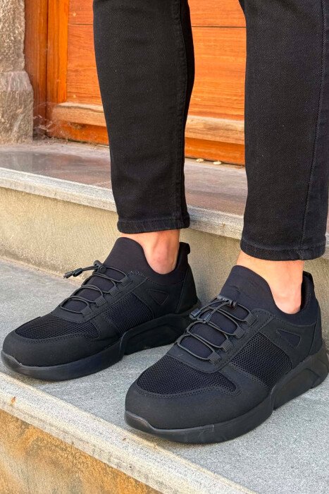 ELASTIC LACES SIMPLE EVERYDAY MEN SNEAKERS BLACK/ E ZEZE - 1