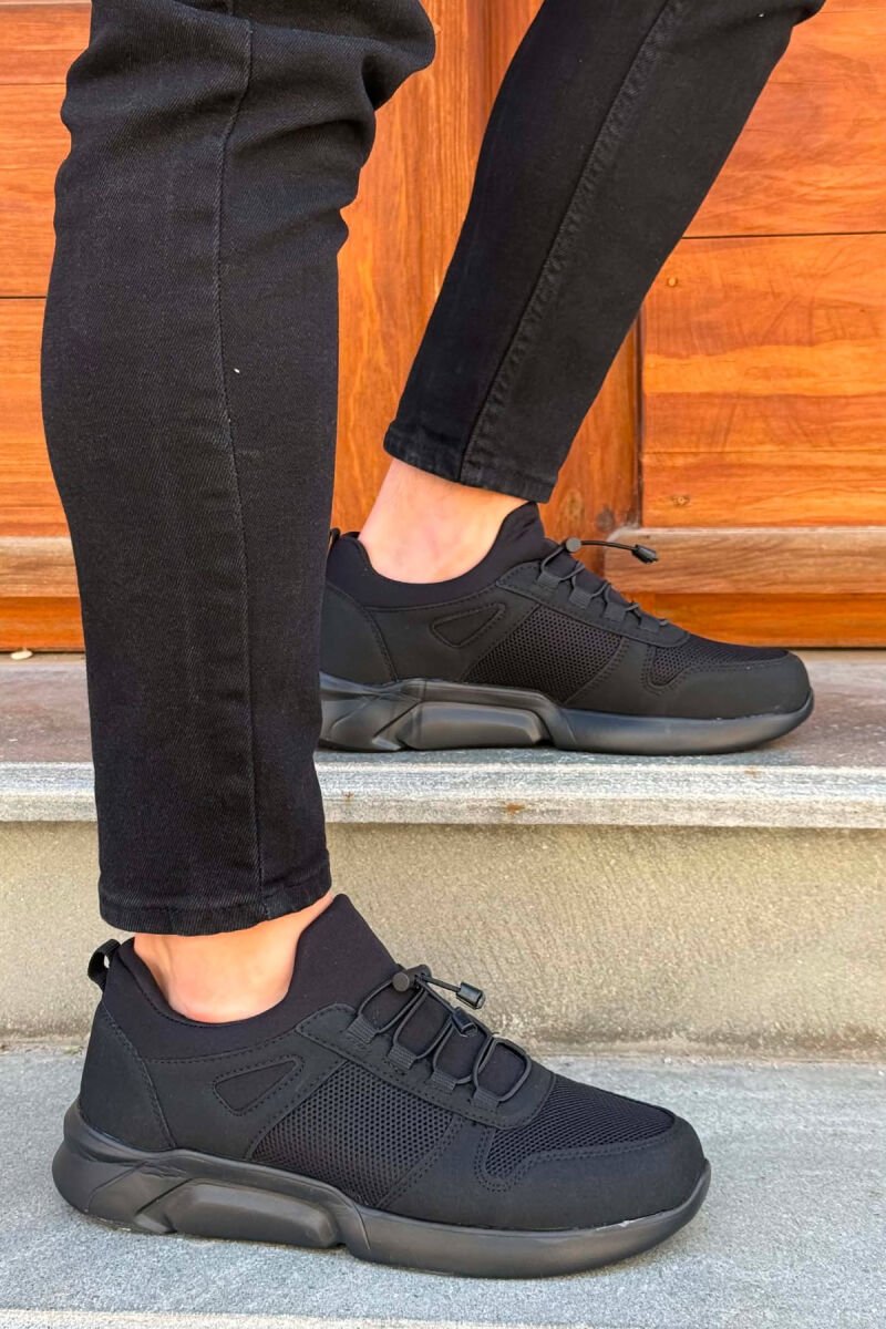 ELASTIC LACES SIMPLE EVERYDAY MEN SNEAKERS BLACK/ E ZEZE - 2