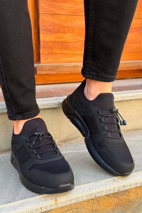 ELASTIC LACES SIMPLE EVERYDAY MEN SNEAKERS BLACK/ E ZEZE - 3
