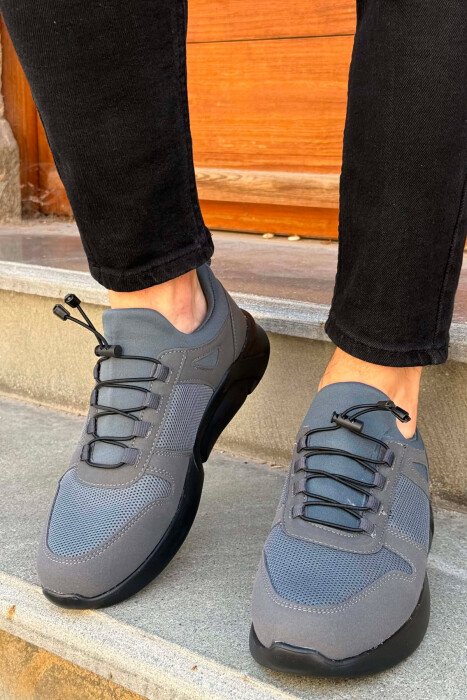 ELASTIC LACES SIMPLE EVERYDAY MEN SNEAKERS DARK GREY/GEE - 3
