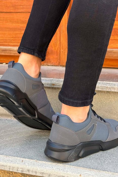 ELASTIC LACES SIMPLE EVERYDAY MEN SNEAKERS DARK GREY/GEE - 4