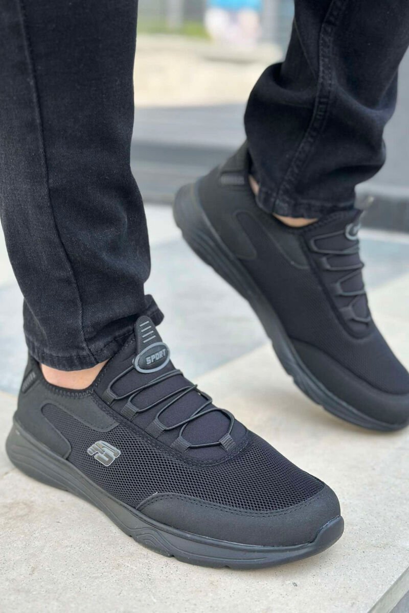 ELASTIC LACES SIMPLE MEN SNEAKERS BLACK/ E ZEZE - 1
