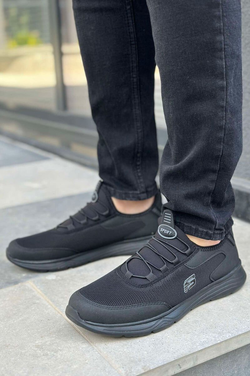 ELASTIC LACES SIMPLE MEN SNEAKERS BLACK/ E ZEZE - 2
