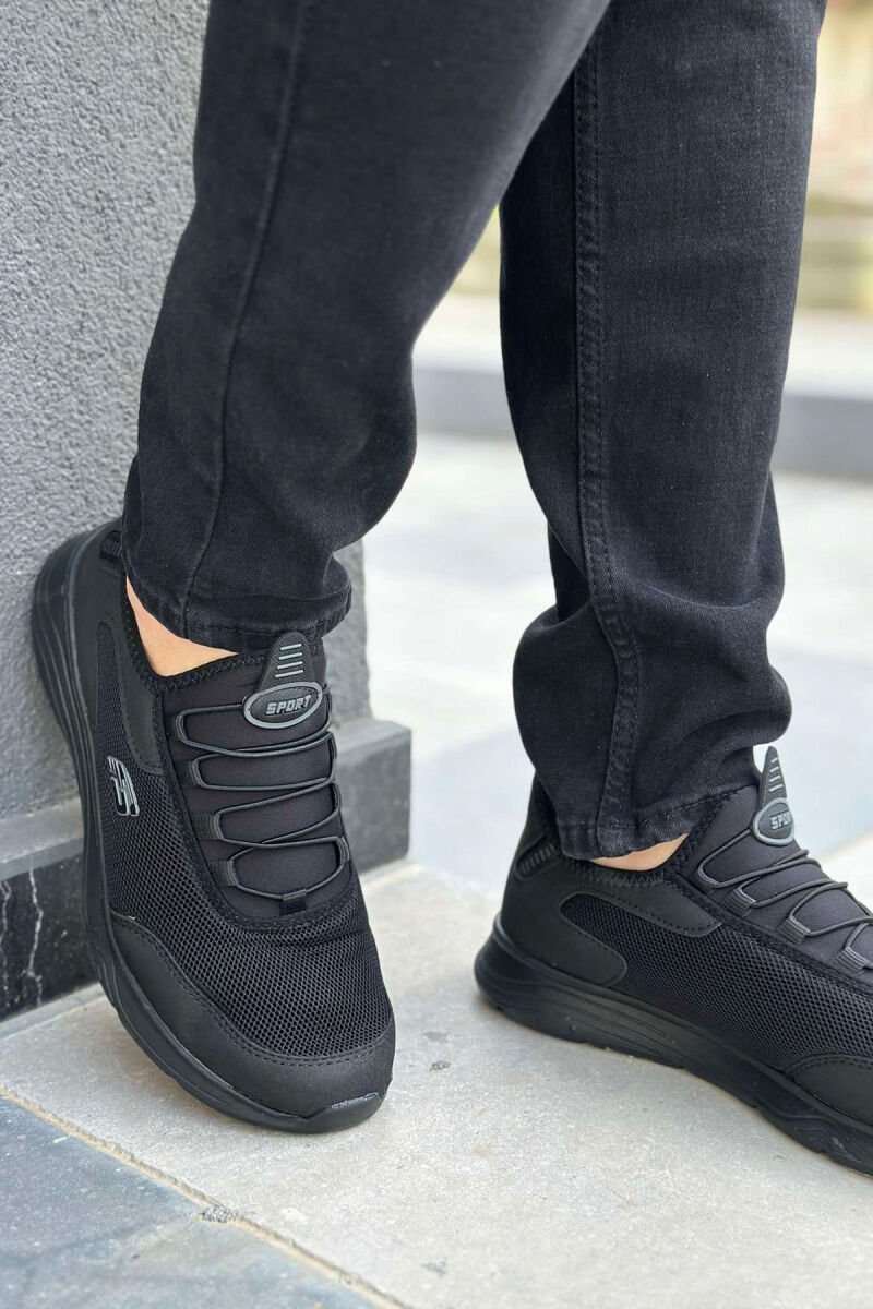ELASTIC LACES SIMPLE MEN SNEAKERS BLACK/ E ZEZE - 4