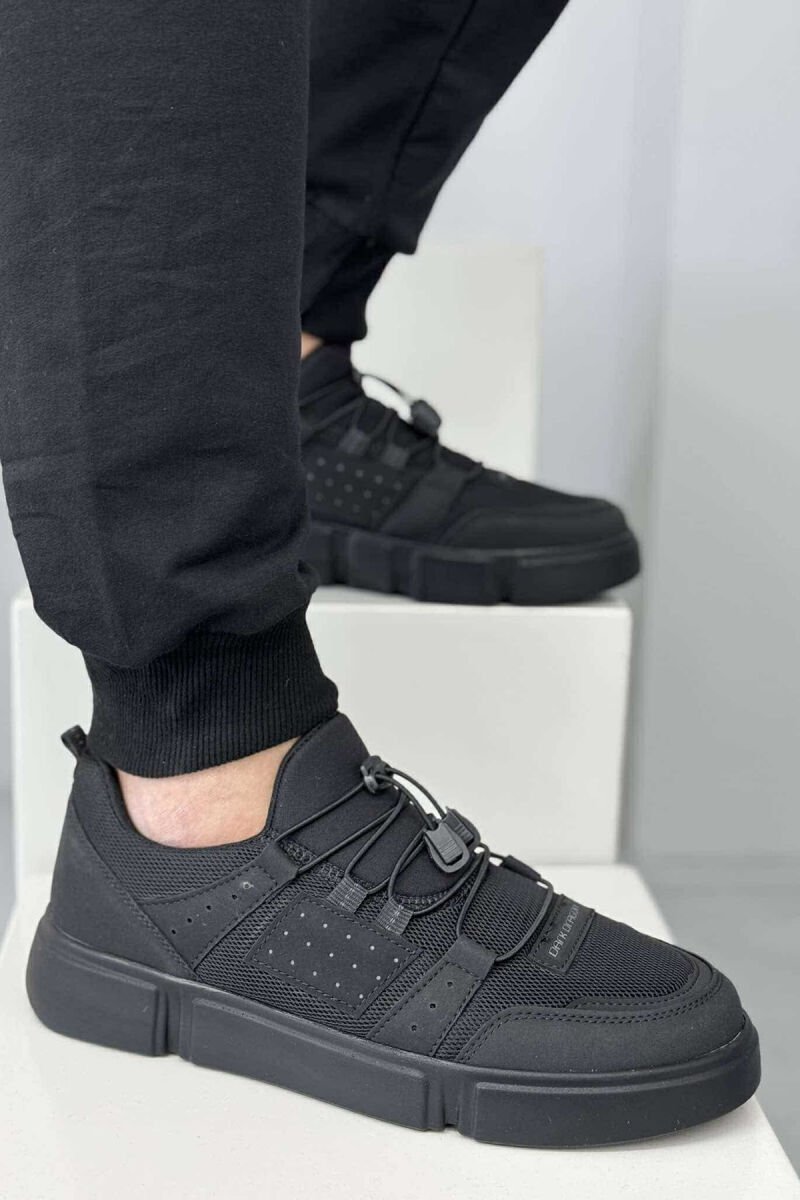 ELASTIC LACES SIMPLE MEN SNEAKERS BLACK/ E ZEZE - 1