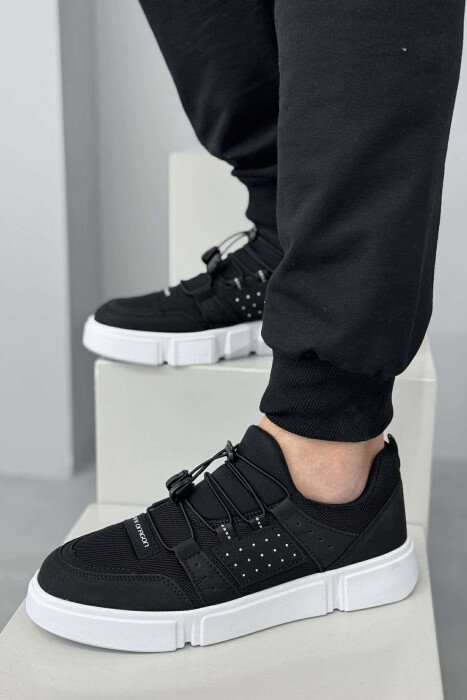 ELASTIC LACES SIMPLE MEN SNEAKERS BLACK-WHITE/ZEBA 