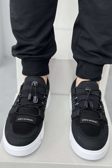 ELASTIC LACES SIMPLE MEN SNEAKERS BLACK-WHITE/ZEBA - 4