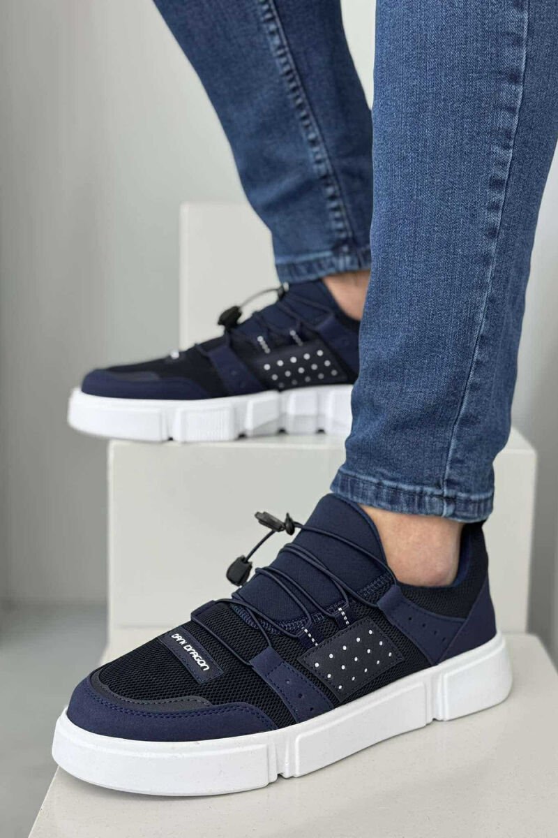 ELASTIC LACES SIMPLE MEN SNEAKERS BLUE-WHITE/BLBA - 1