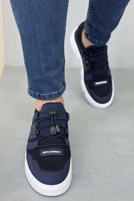 ELASTIC LACES SIMPLE MEN SNEAKERS BLUE-WHITE/BLBA - 4
