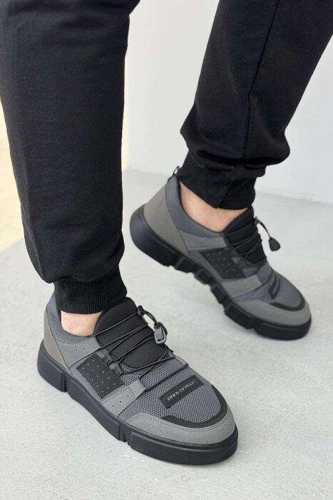 ELASTIC LACES SIMPLE MEN SNEAKERS DARK GREY/GEE - 1