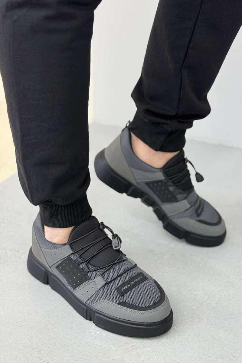 ELASTIC LACES SIMPLE MEN SNEAKERS DARK GREY/GEE - 1