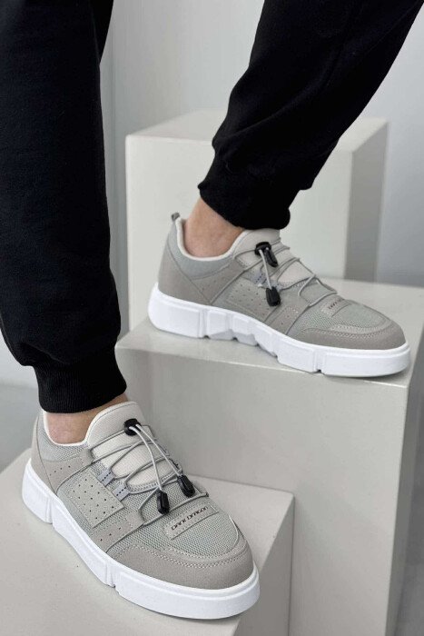 ELASTIC LACES SIMPLE MEN SNEAKERS LIGHT GREY/GZ - 1