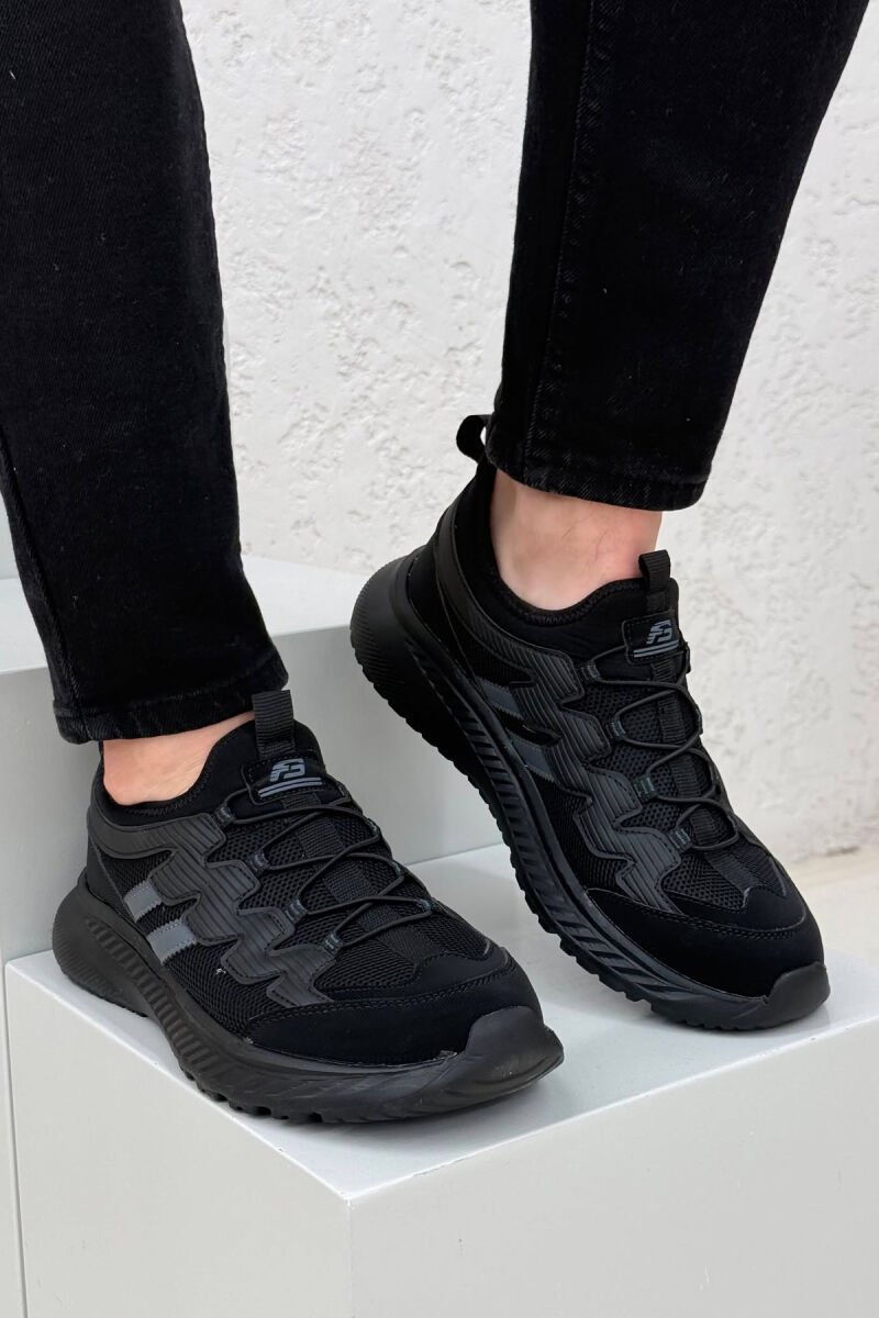 ELASTIC LACING PLATFORM MEN SNEAKERS BLACK/ E ZEZE - 1