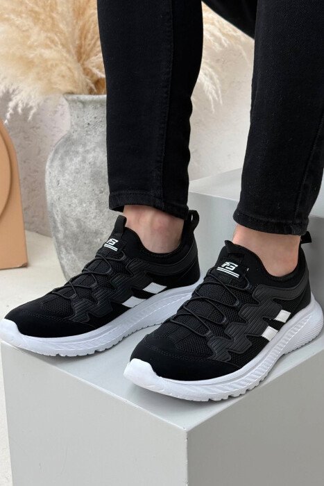 ELASTIC LACING PLATFORM MEN SNEAKERS BLACK-WHITE/ZEBA - 2