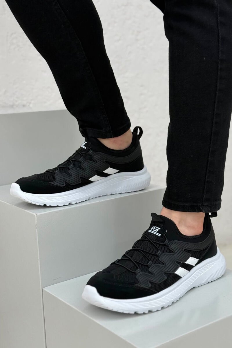ELASTIC LACING PLATFORM MEN SNEAKERS BLACK-WHITE/ZEBA - 3