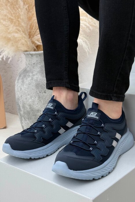 ELASTIC LACING PLATFORM MEN SNEAKERS BLUE/BLU - KLAUDIO FASHION