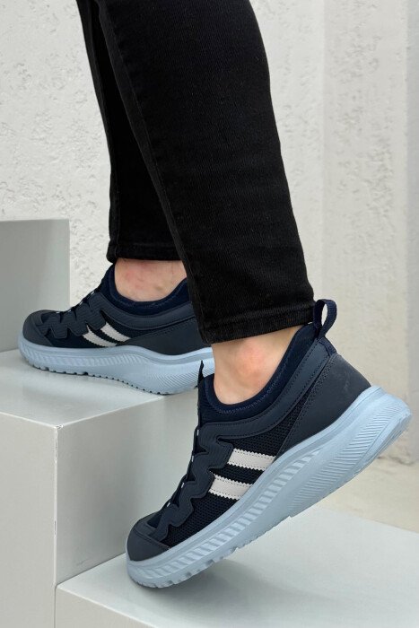 ELASTIC LACING PLATFORM MEN SNEAKERS BLUE/BLU - 3