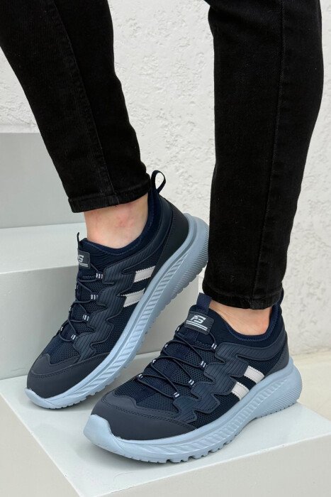 ELASTIC LACING PLATFORM MEN SNEAKERS BLUE/BLU - 4