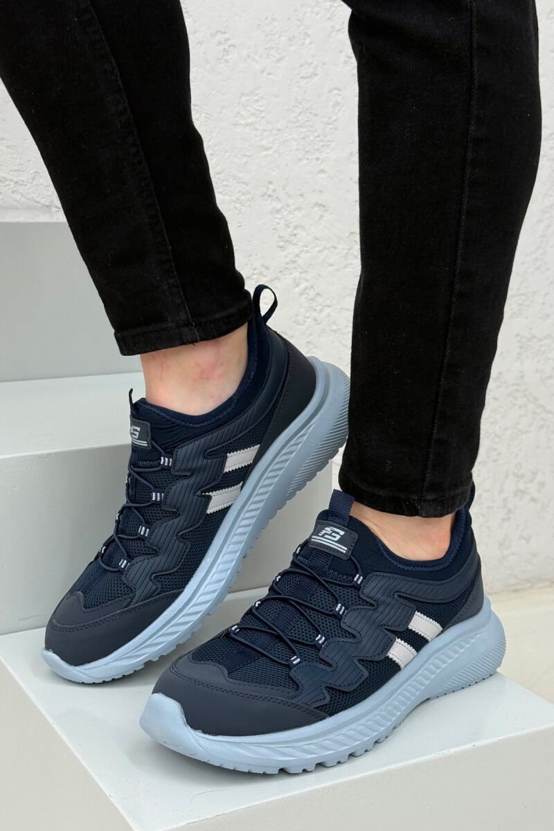 ELASTIC LACING PLATFORM MEN SNEAKERS BLUE/BLU - 4