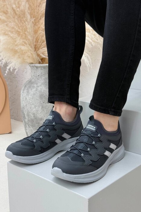 ELASTIC LACING PLATFORM MEN SNEAKERS DARK GREY/GEE - 1