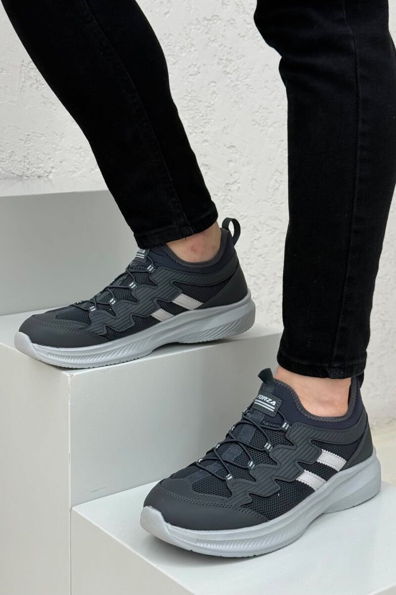 ELASTIC LACING PLATFORM MEN SNEAKERS DARK GREY/GEE - 2