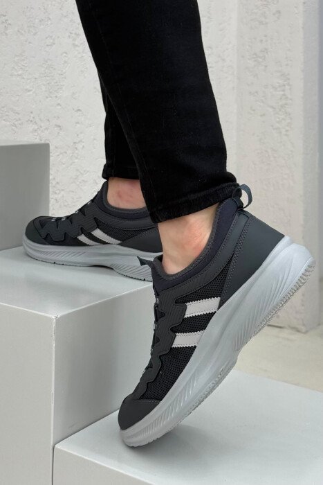 ELASTIC LACING PLATFORM MEN SNEAKERS DARK GREY/GEE - 3