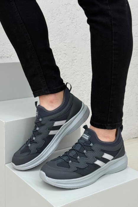 ELASTIC LACING PLATFORM MEN SNEAKERS DARK GREY/GEE - 4