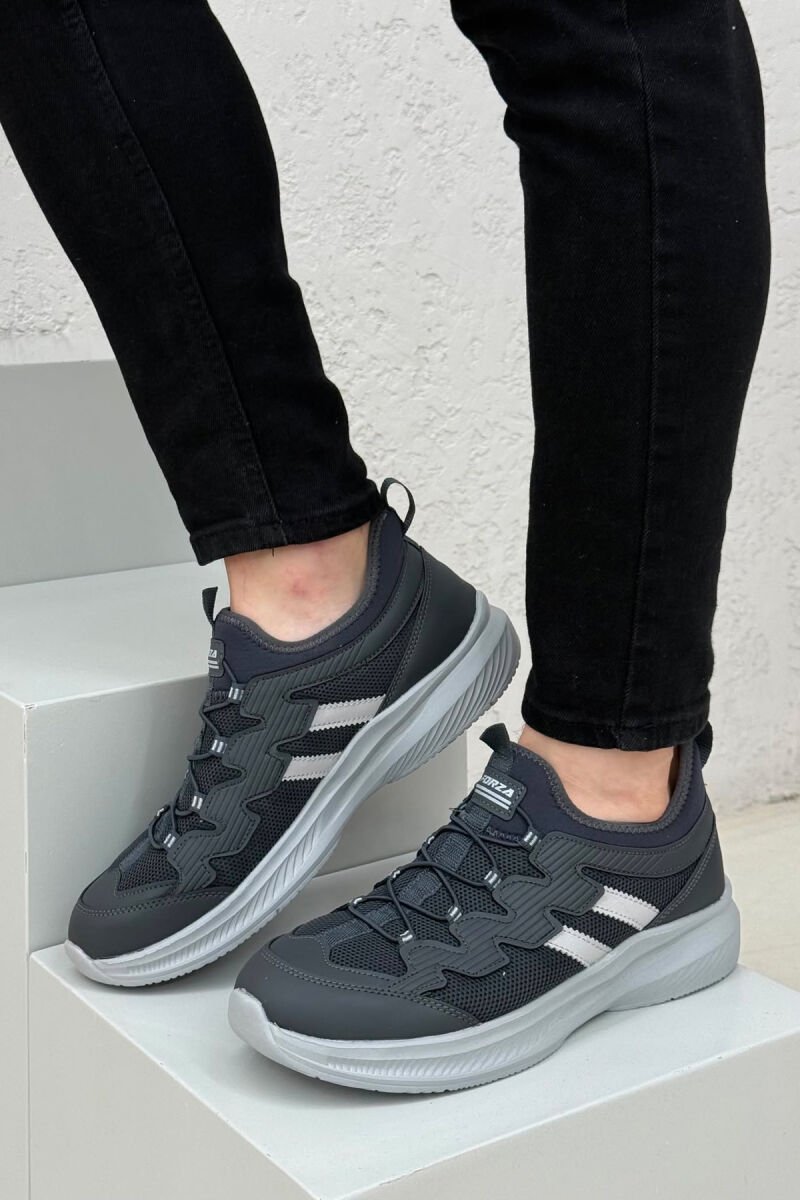 ELASTIC LACING PLATFORM MEN SNEAKERS DARK GREY/GEE - 4