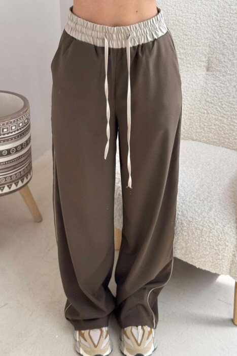 ELASTIC & LACING WAIST WOMEN TROUSERS DARK GREEN/JEE - 1