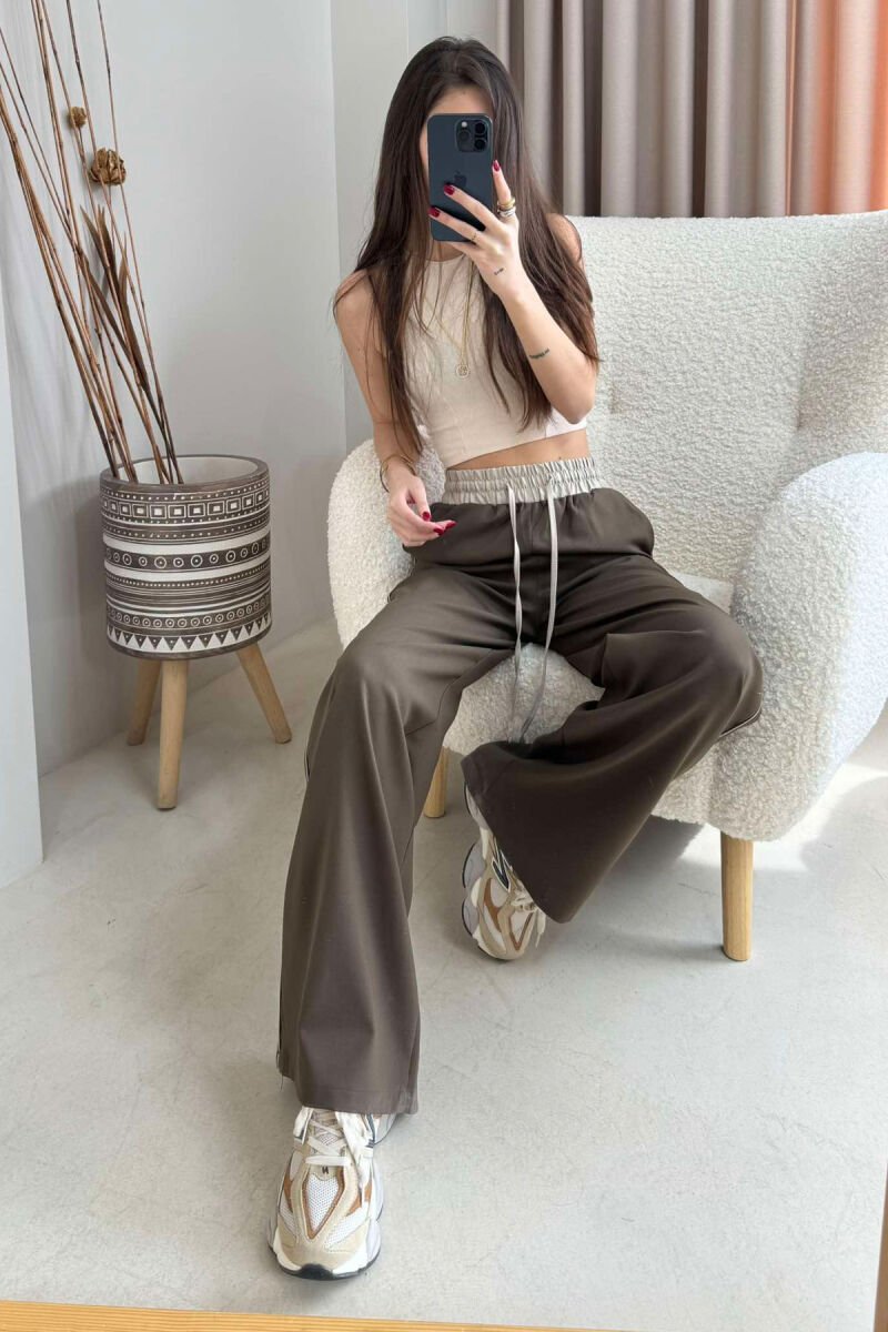 ELASTIC & LACING WAIST WOMEN TROUSERS DARK GREEN/JEE - 2