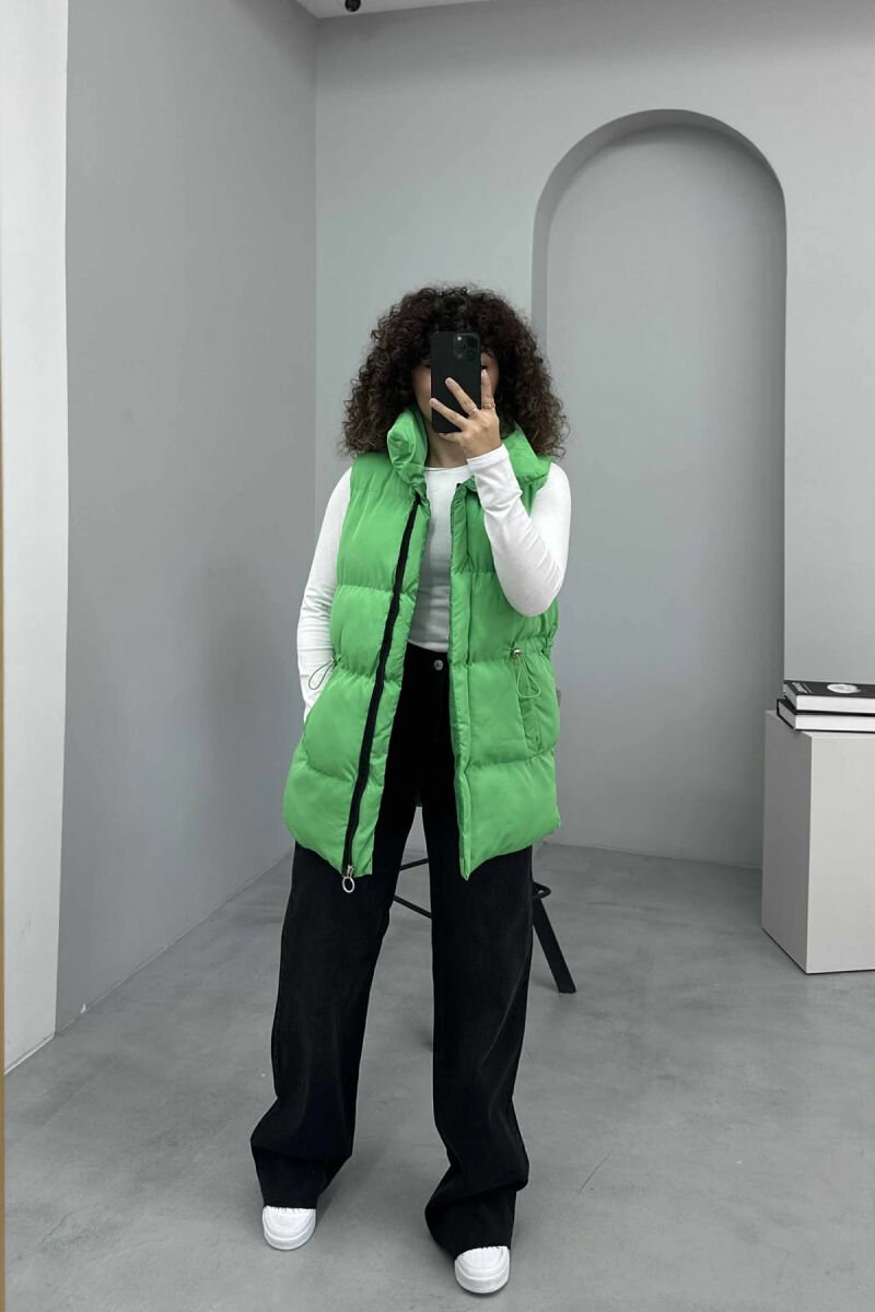 ELASTIC LACING WAIST WOMEN VEST GREEN/JESHILE - 2