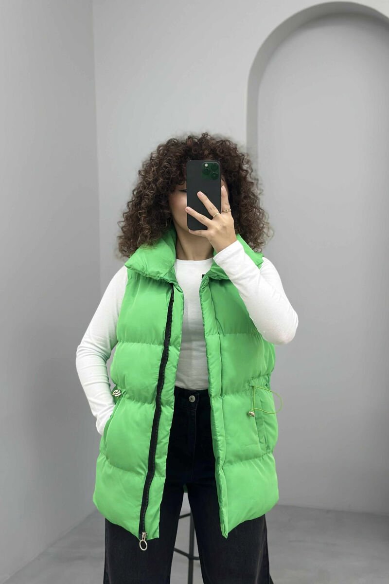 ELASTIC LACING WAIST WOMEN VEST GREEN/JESHILE - 3