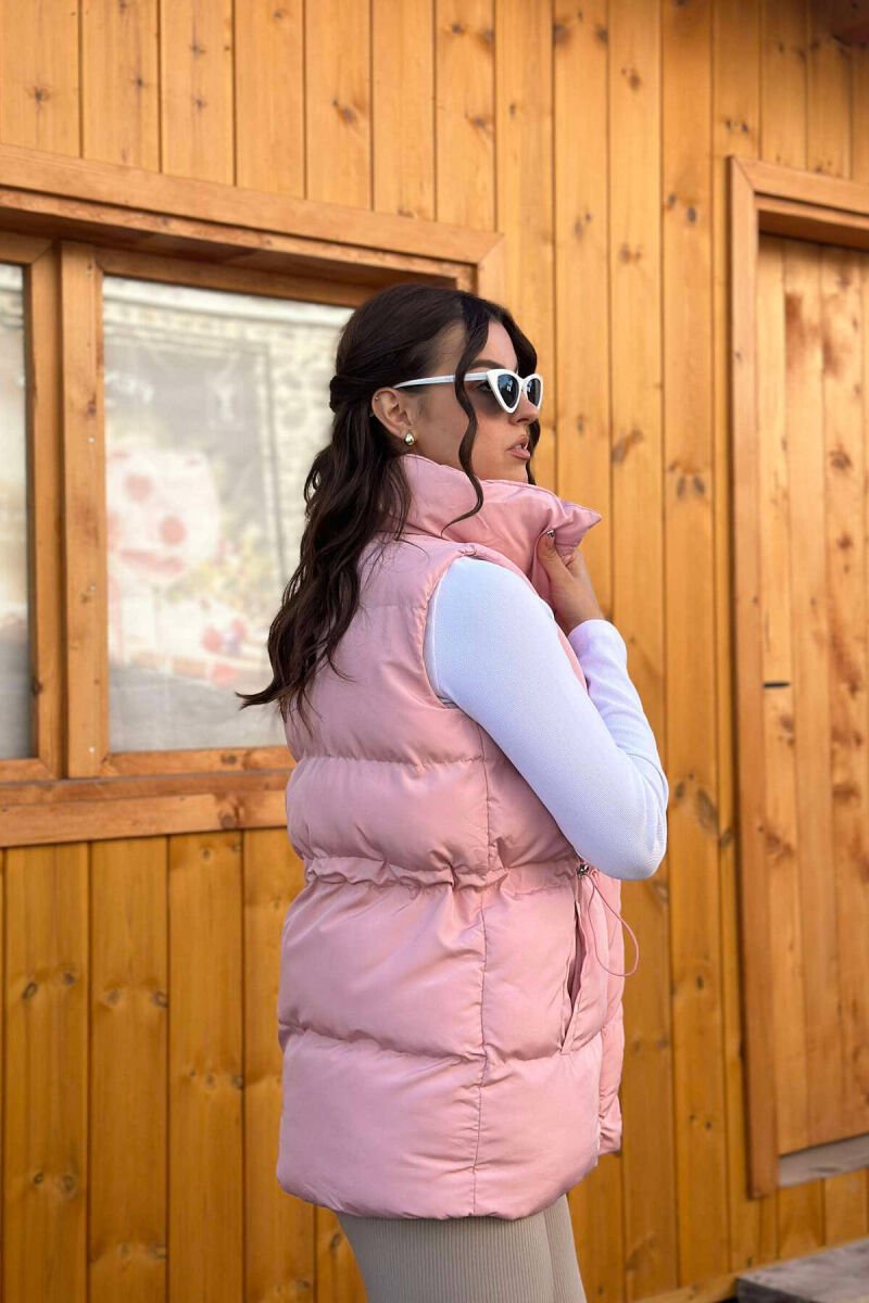 ELASTIC LACING WAIST WOMEN VEST PINK/ROZE - 3