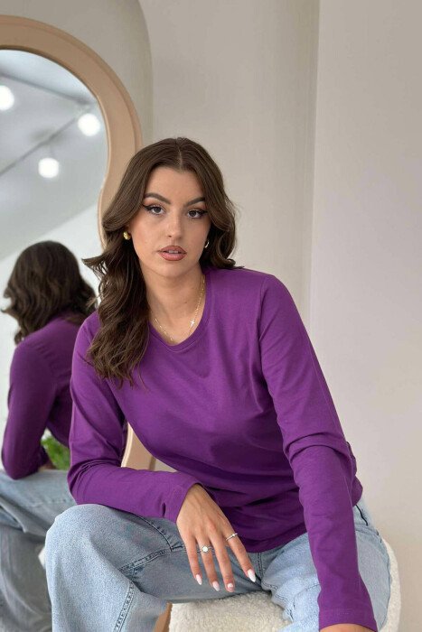 ELASTIC ONE COLOR WOMEN SWEATSHIRT PURPLE/LEJLA - 2