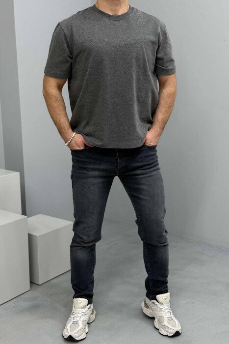 ELASTIC SKINNY ONE COLOR MEN JEANS DARK GREY/GEE - KLAUDIO FASHION